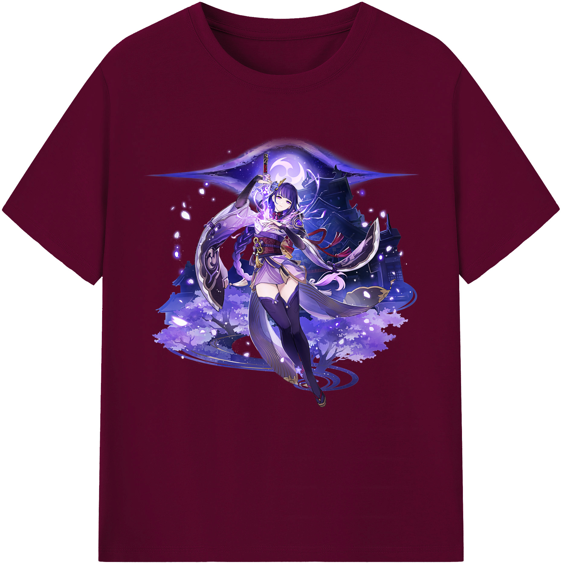 げんし神 雷電将軍 らいでんしょうぐん genshin Raiden Shogun レディースカジュアルプリントTシャツ（綿100％）